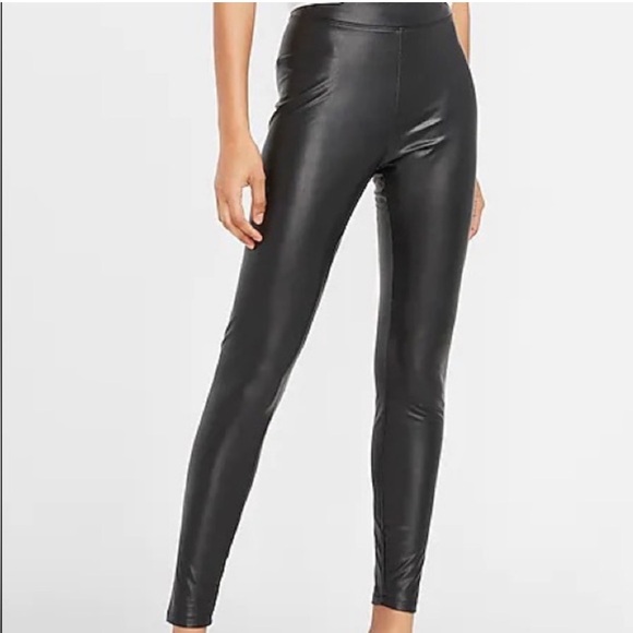 Express black faux leather look super high waist coated leggings size XS - Picture 1 of 12